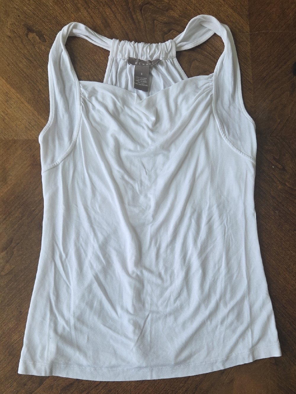 Kenar White Ruched Racerback Tank
